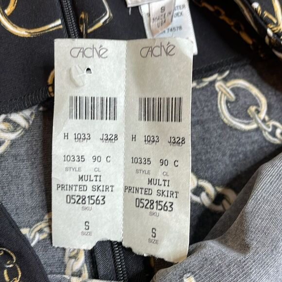 NWT Y2K vintage Cache black chain mini skirt Jersey Small tie front - Picture 4 of 8